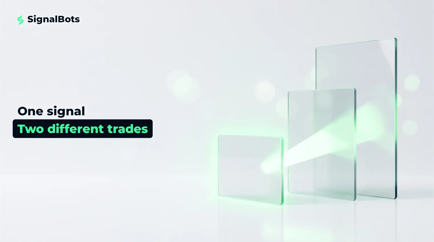 A single frosted glass card splits one beam of light into two beams of different shapes falling on two differently sized glass slabs.